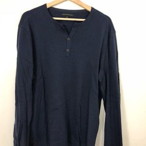 John Varvatos LS Navy Henley Sweater